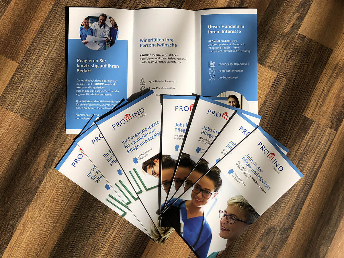 Mit Flyern zum Spezialisten für Fachpflegeberufe Flyer PROMIND medical für Kunden